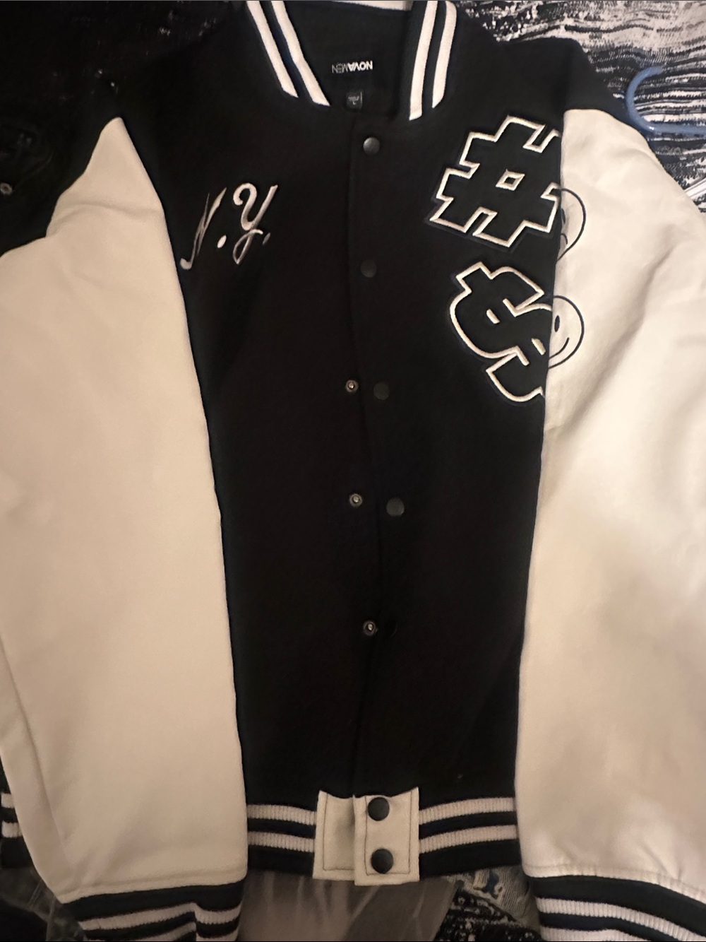 Fashion Nova Black and White Varsity Bomber Jacket